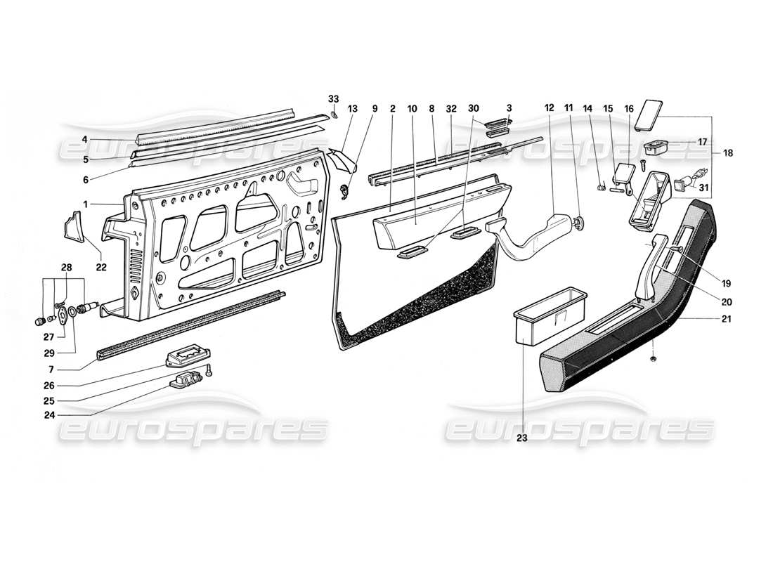 ferrari testarossa (1990) door-teilediagramm