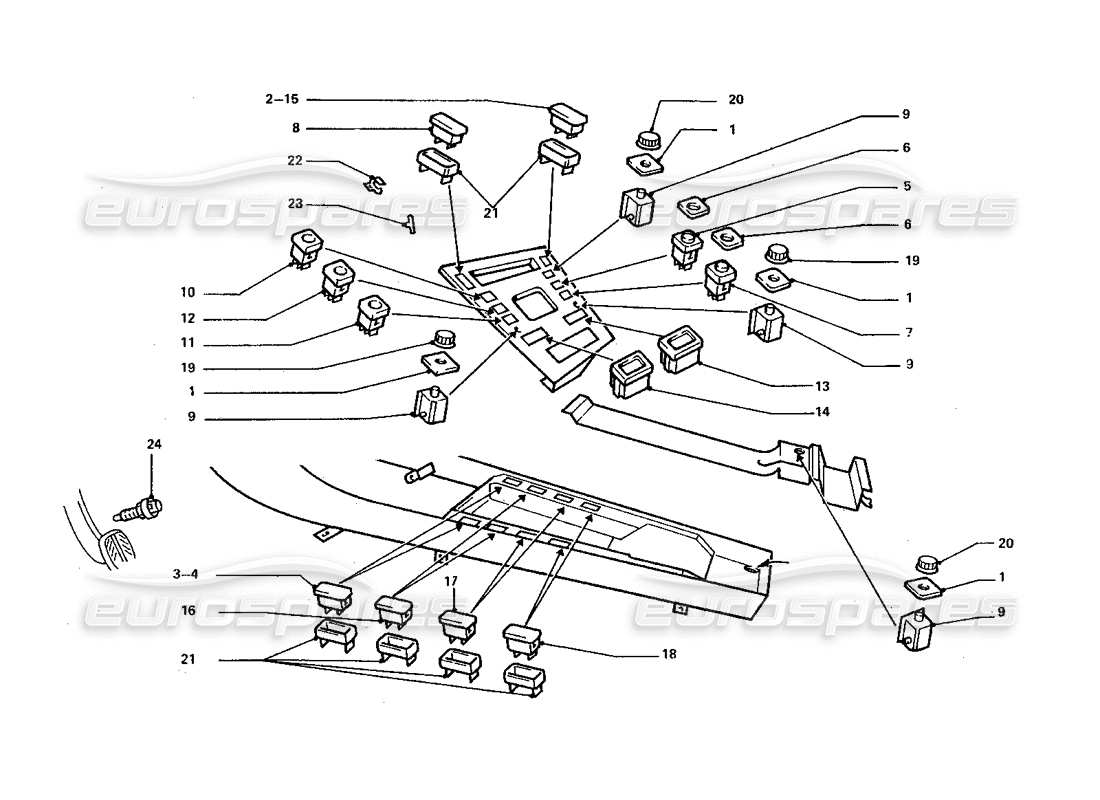 ferrari 412 (coachwork) teilediagramm für mittelkonsolenschalter