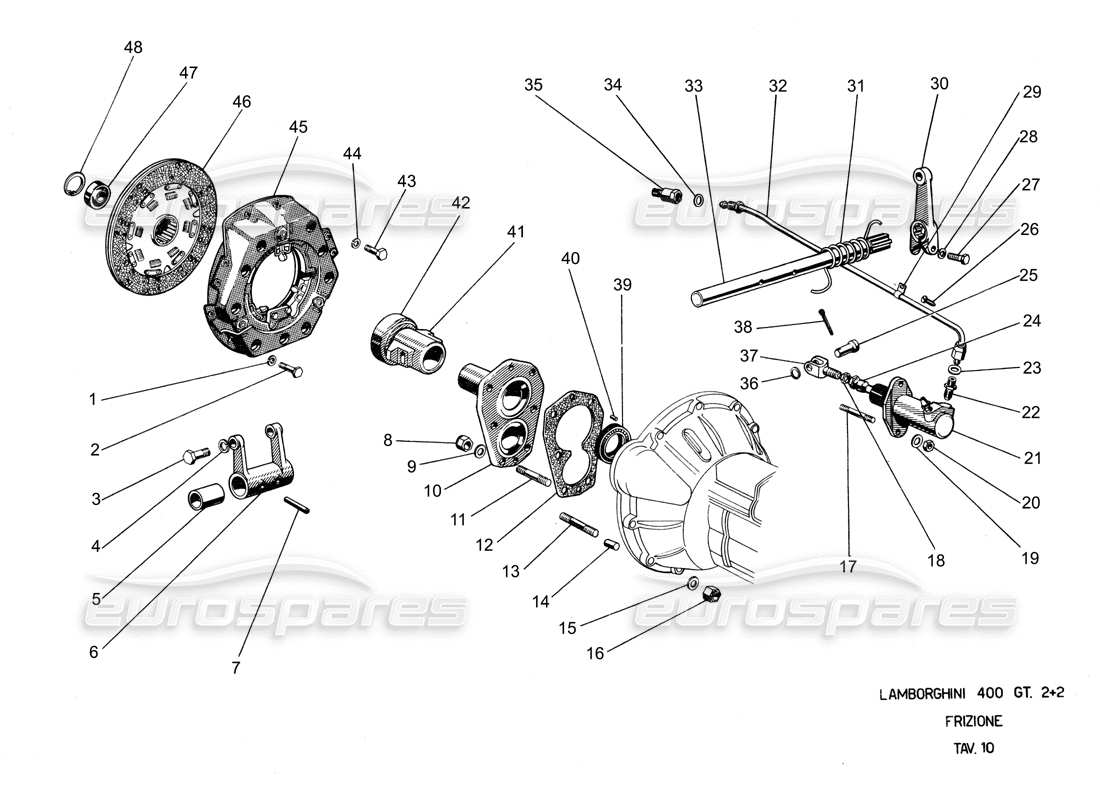 lamborghini 400 gt kupplung teilediagramm