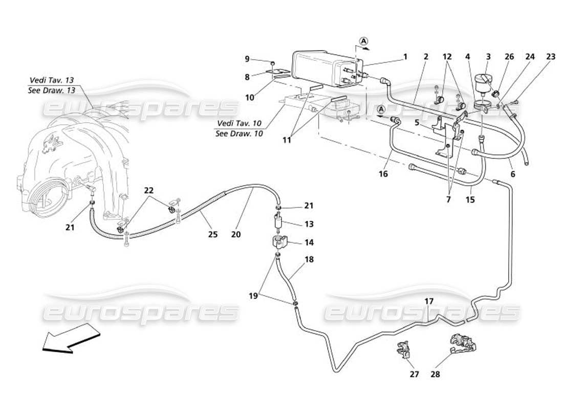 maserati 4200 spyder (2005) verdunstungsschutz -nicht für usa und cdn- teilediagramm