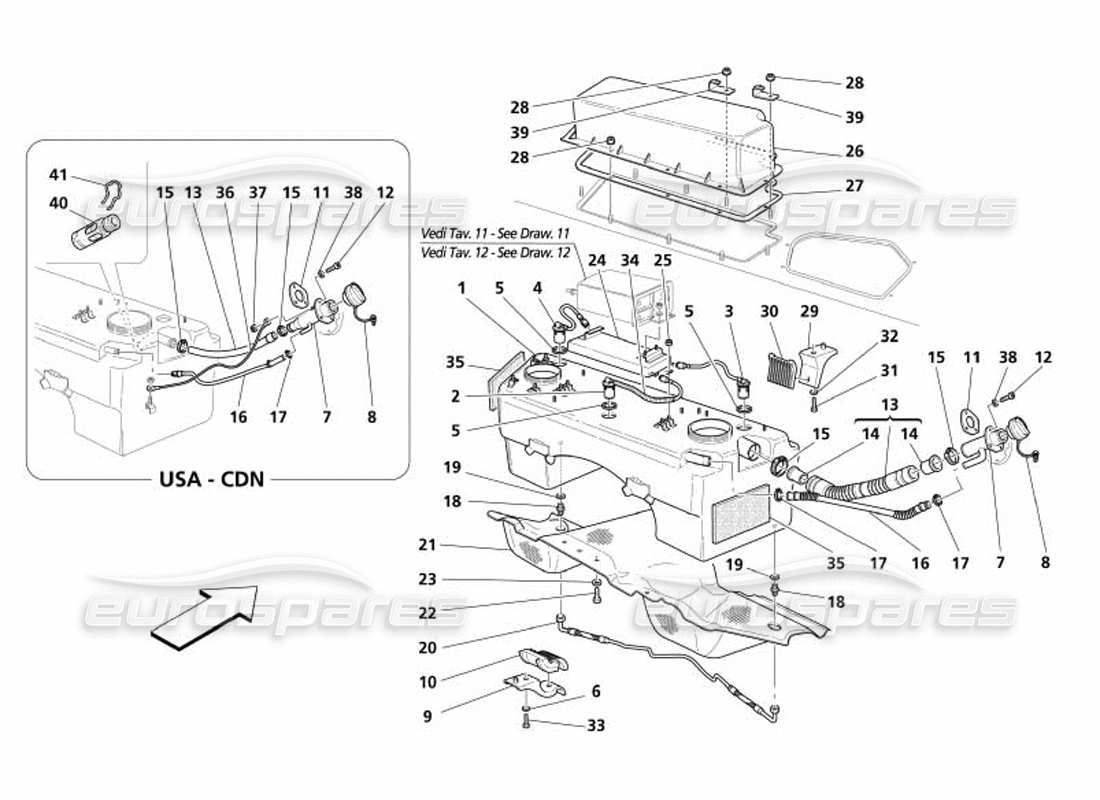 maserati 4200 spyder (2005) diagramm für kraftstofftanks und verbindungsteile