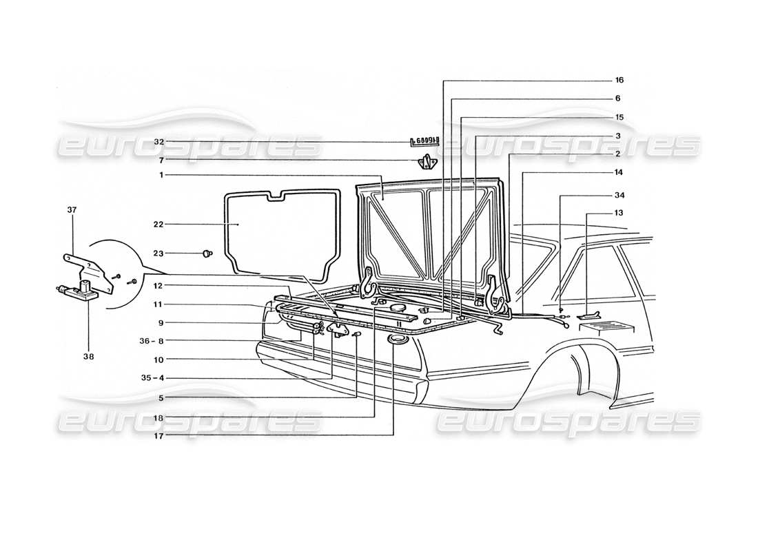 ferrari 400 gt / 400i (coachwork) kofferraumdeckel teilediagramm