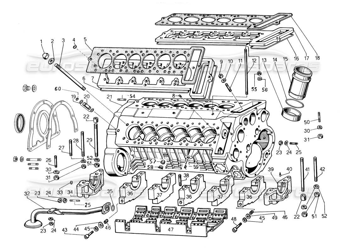 lamborghini countach 5000 qvi (1989) kurbelgehäuse-teilediagramm