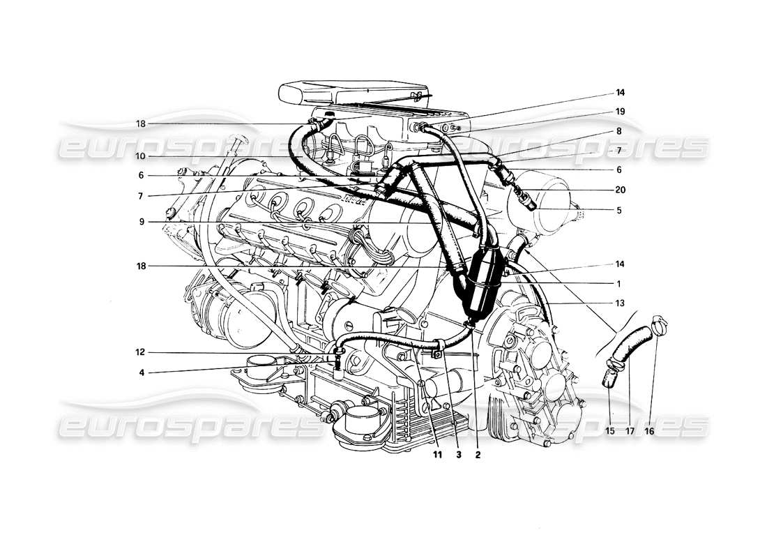 ferrari 308 quattrovalvole (1985) teilediagramm des blow-by-systems