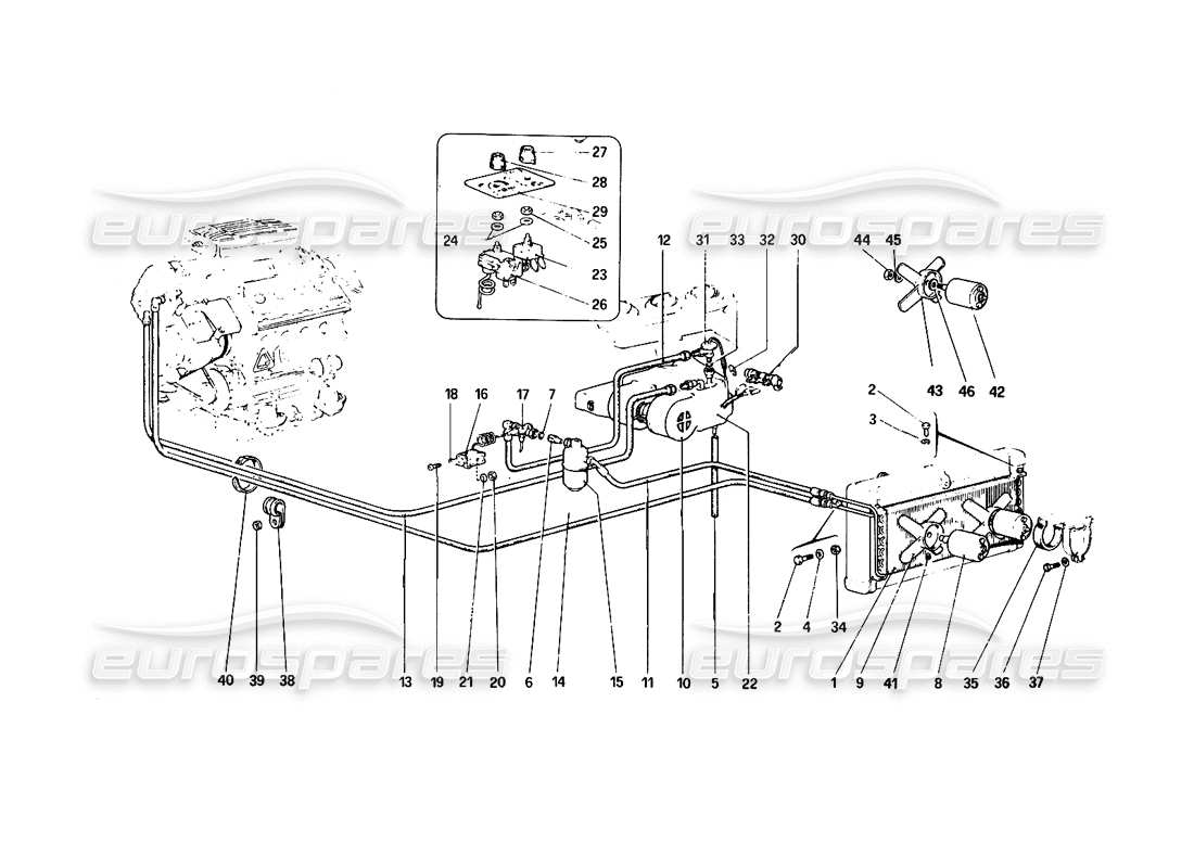 ferrari 308 quattrovalvole (1985) teilediagramm der klimaanlage