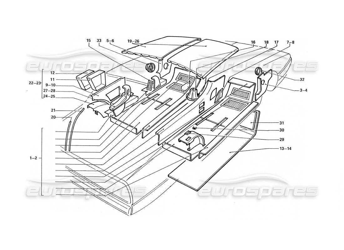ferrari 412 (coachwork) teppiche & innenverkleidungen teilediagramm