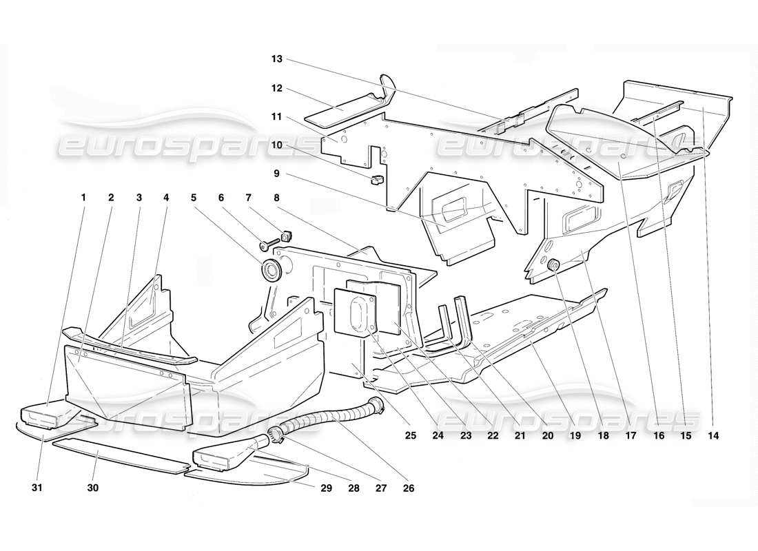 lamborghini diablo vt (1994) rahmenbodenplatten teilediagramm