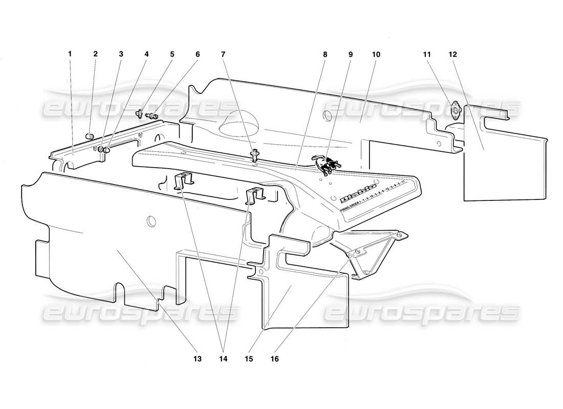 lamborghini diablo vt (1994) motorgehäuseplatten teilediagramm