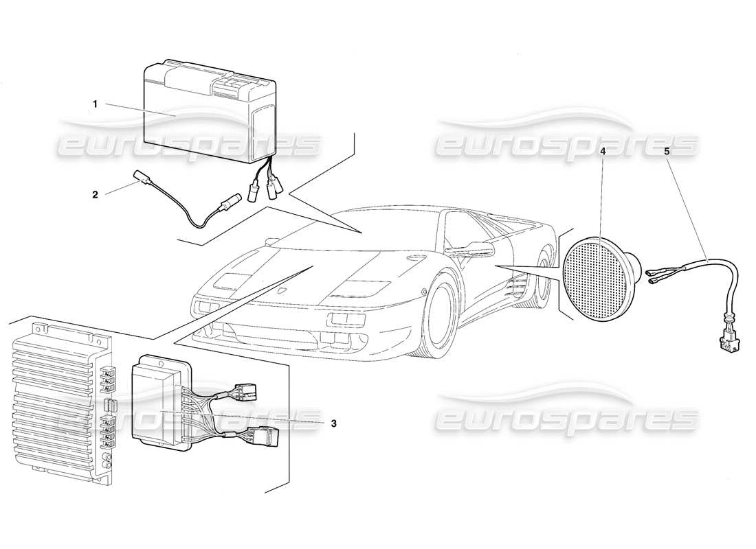 lamborghini diablo vt (1994) radioset (gültig für rh d. version - april 1994) teilediagramm