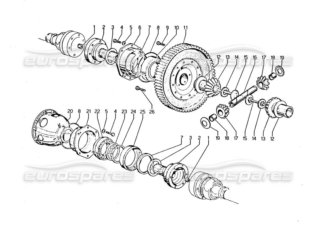 lamborghini urraco p250 / p250s differential teilediagramm