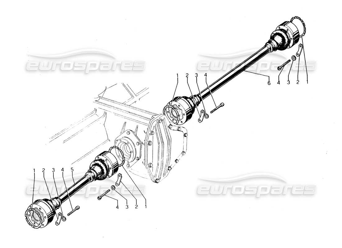 lamborghini urraco p250 / p250s antriebswellen-teilediagramm
