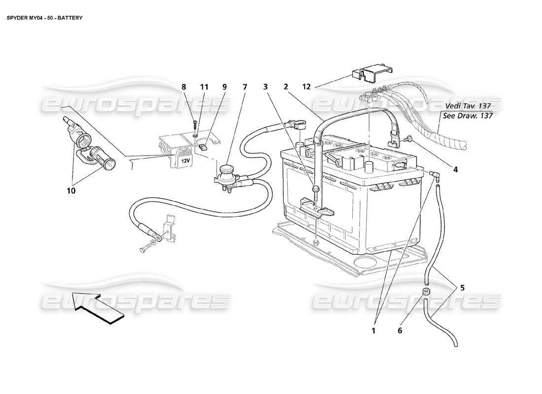 maserati 4200 spyder (2004) batterie teilediagramm