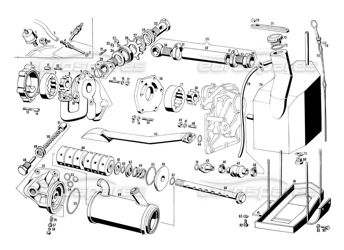maserati ghibli 4.7 / 4.9 teilediagramm für ölpumpe und filter