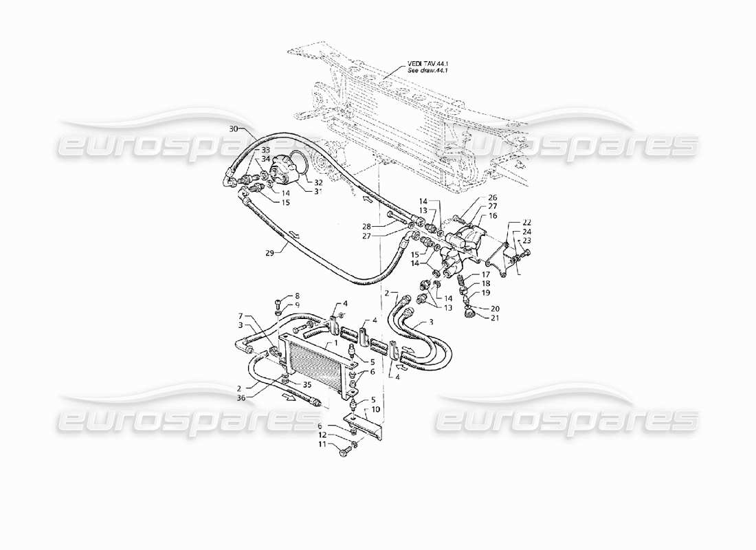 maserati qtp v8 (1998) teilediagramm für die motorölkühlung