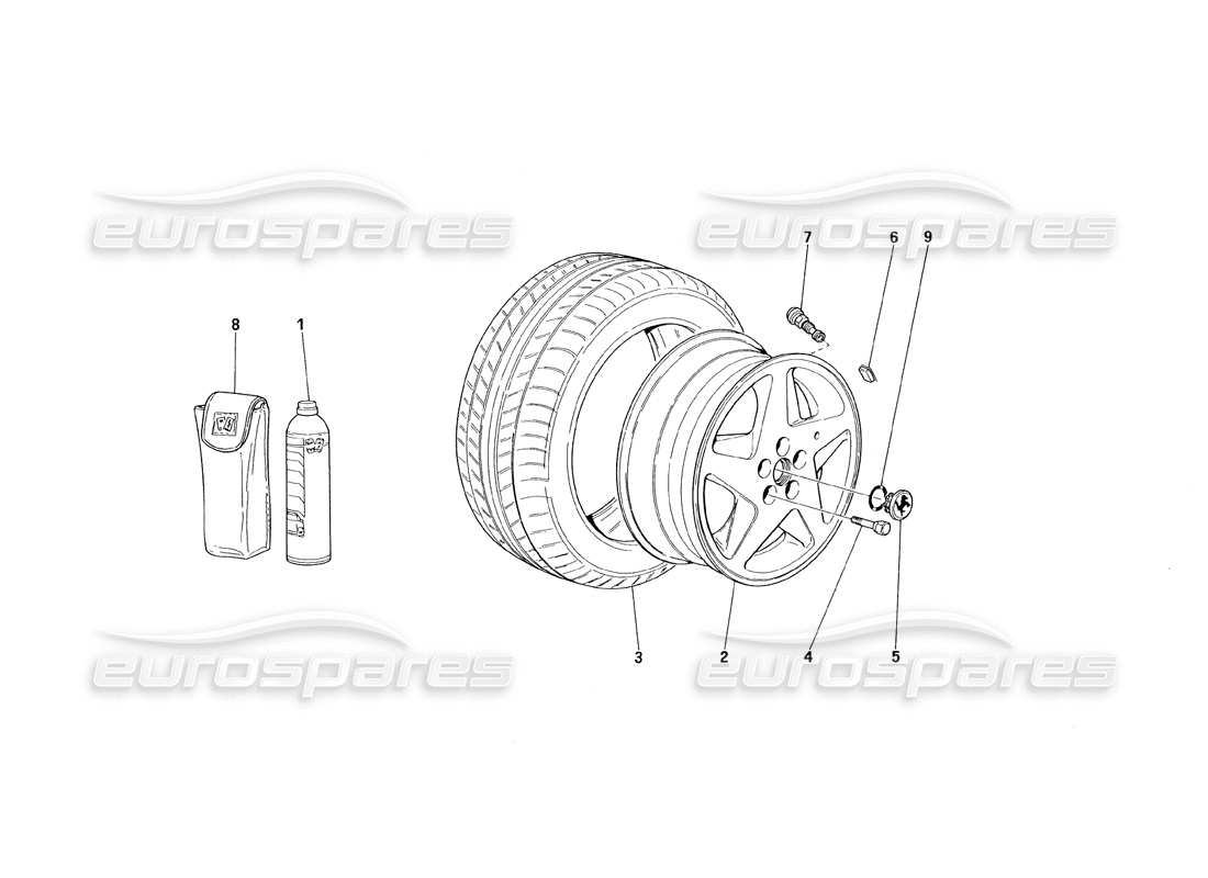 ferrari 348 (1993) tb / ts räder ersatzteildiagramm