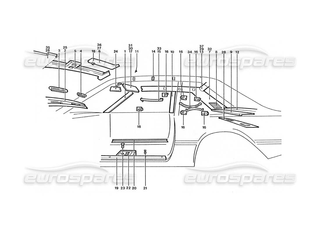 ferrari 400 gt / 400i (coachwork) sonnenblenden und abdeckungen - ersatzteildiagramm