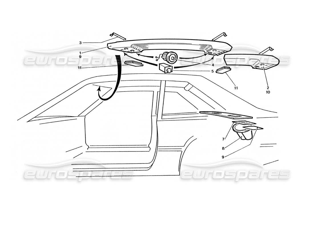 ferrari 400 gt / 400i (coachwork) teilediagramm für dachpaneel und schalter