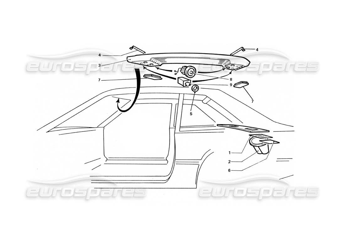 ferrari 412 (coachwork) teilediagramm für das innere dachpaneel