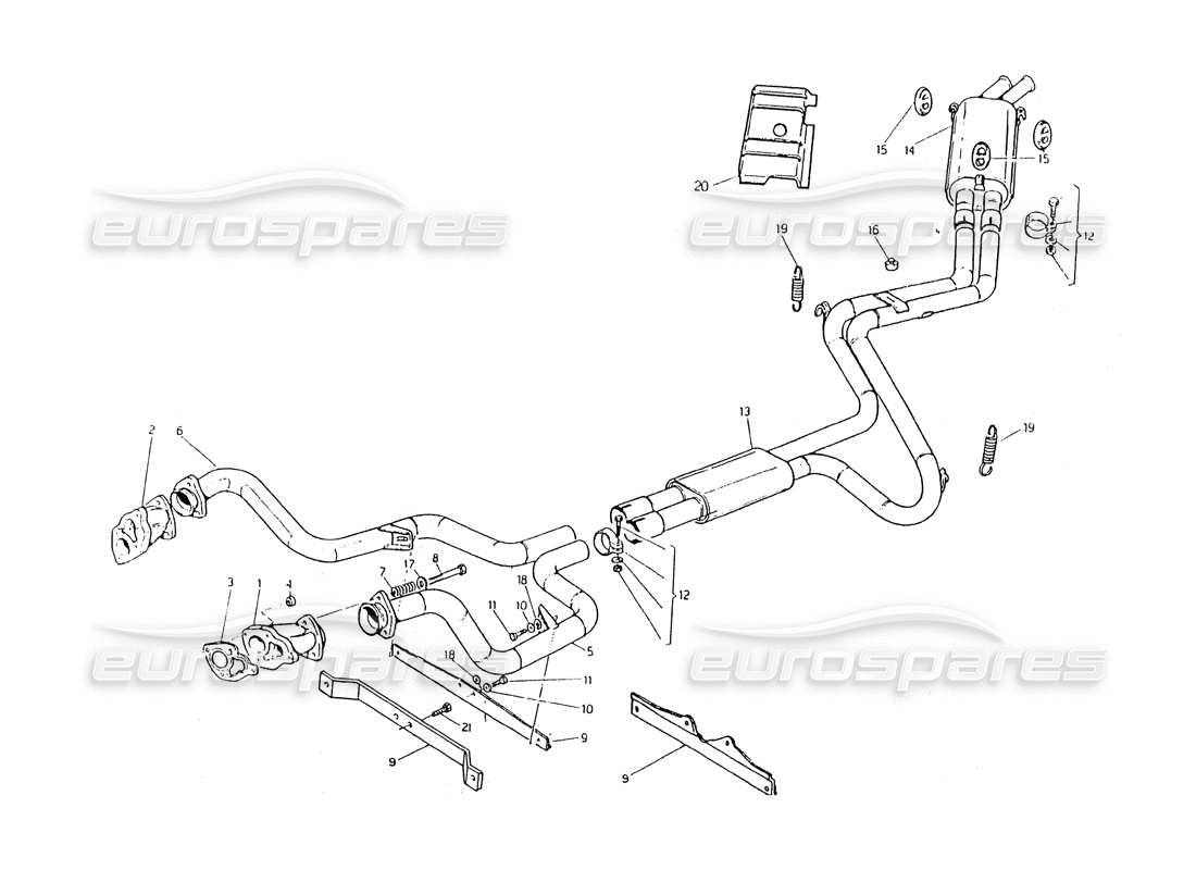 maserati 418 / 4.24v / 430 abgassystem, 2000 3v teilediagramm