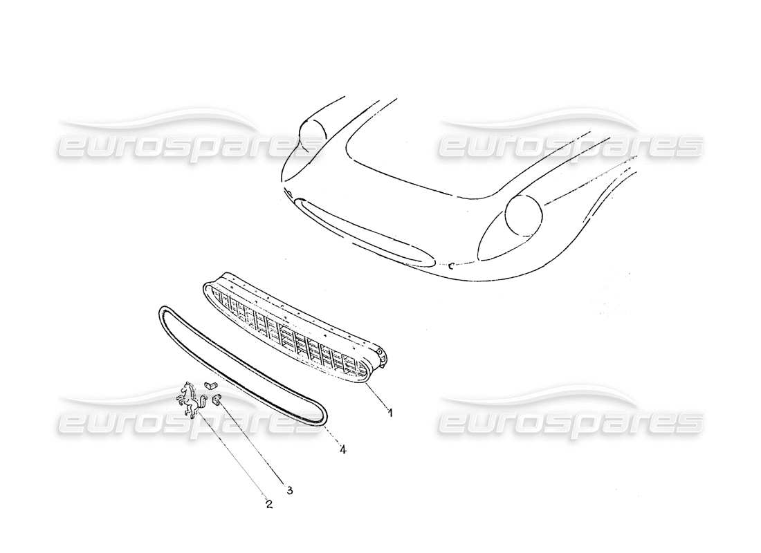 ferrari 365 gt 2+2 (coachwork) teilediagramm des frontgrills