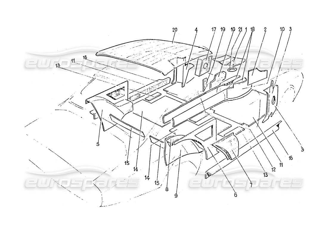 ferrari 365 gt 2+2 (coachwork) innere verkleidungen teilediagramm