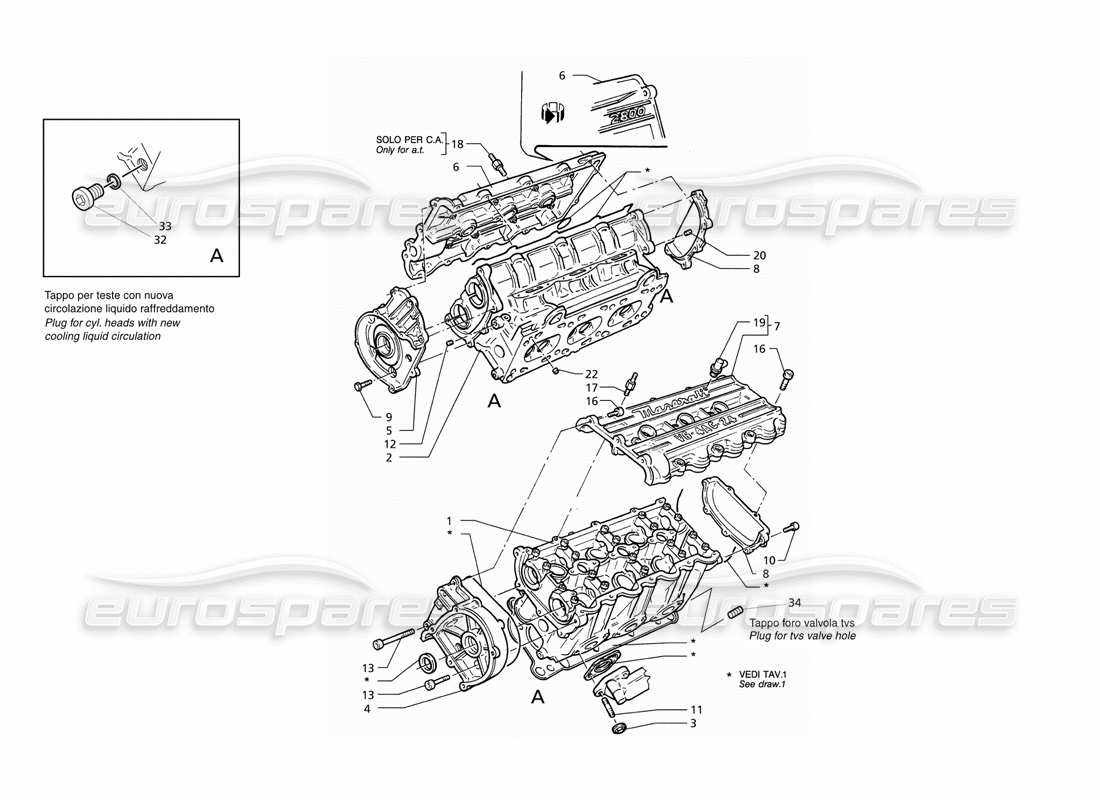 maserati qtp v6 (1996) zylinderkopf-teilediagramm