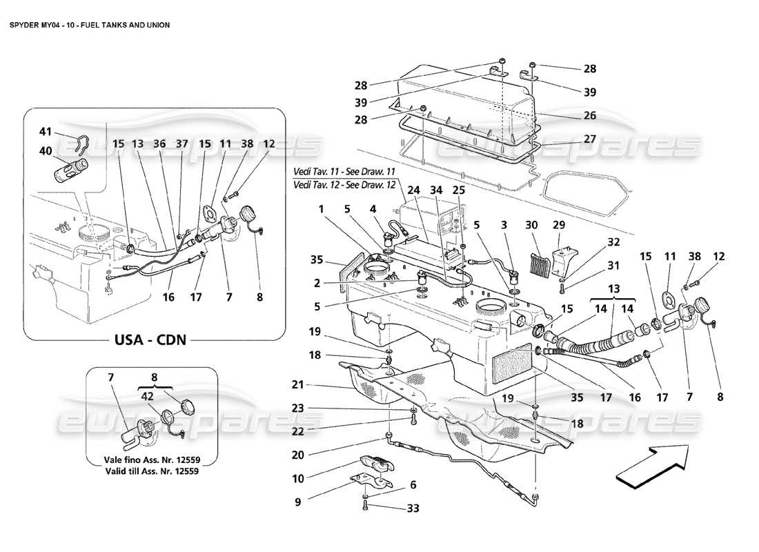 maserati 4200 spyder (2004) kraftstofftanks und union teilediagramm