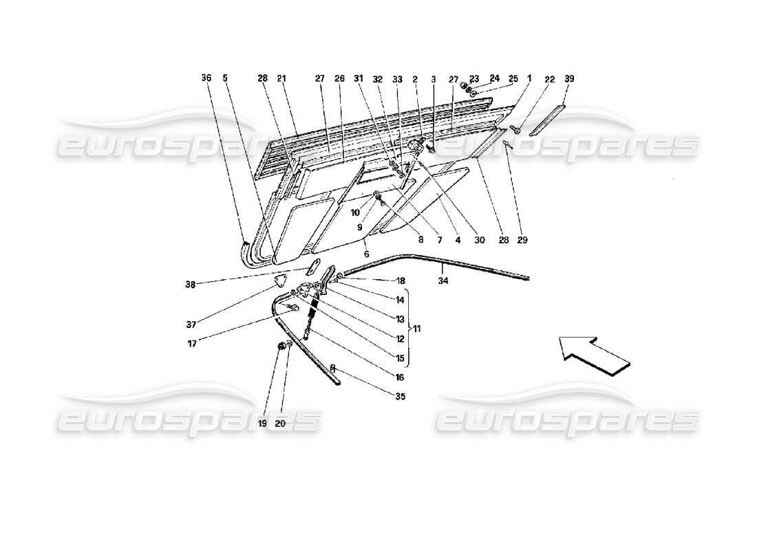 ferrari mondial 3.4 t coupe/cabrio motorraumdeckel - coupé-teilediagramm