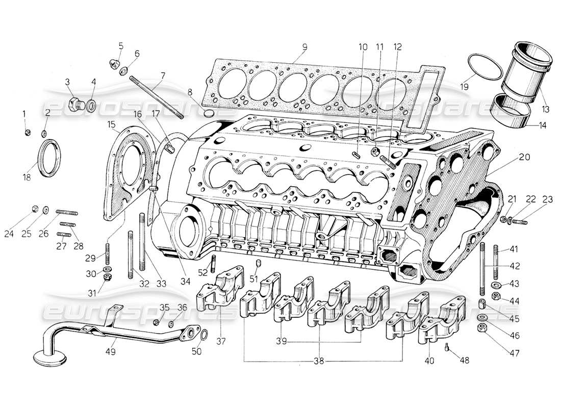 lamborghini countach 5000 s (1984) kurbelgehäuse-teilediagramm