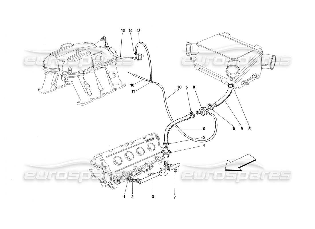 ferrari 348 (1993) tb / ts luftinjektionsgerät teilediagramm