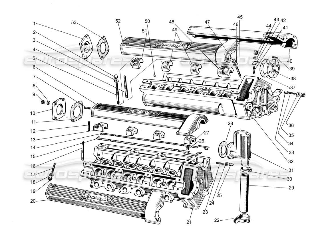 lamborghini espada zylinderköpfe (bis 575) teilediagramm
