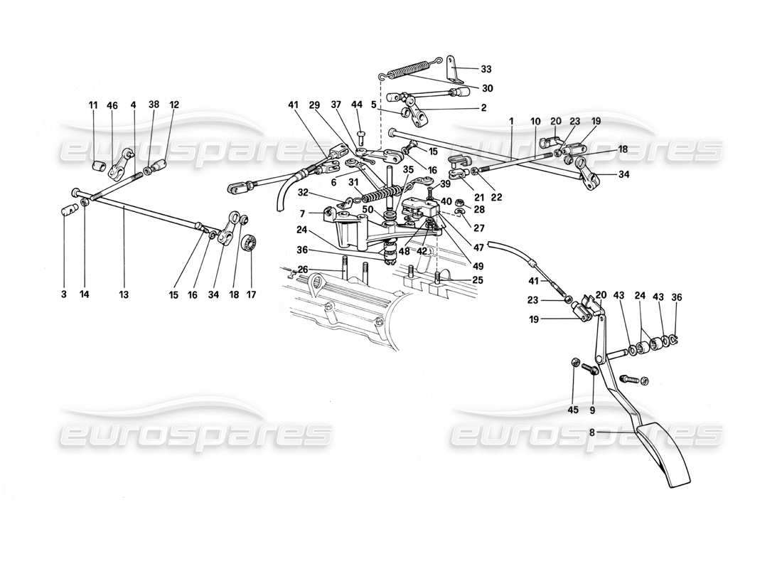 ferrari 400i (1983 mechanical) drosselklappensteuerung (gültig für linkslenkerversionen) teilediagramm