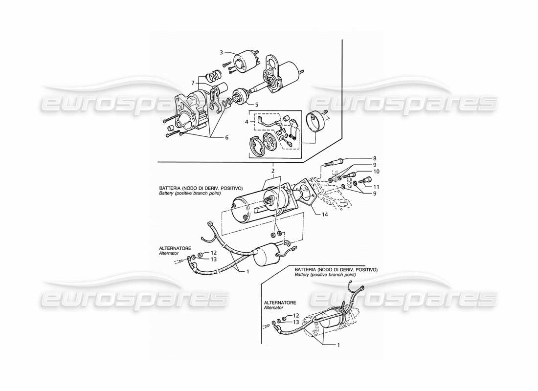 maserati ghibli 2.8 (abs) teilediagramm des anlassers