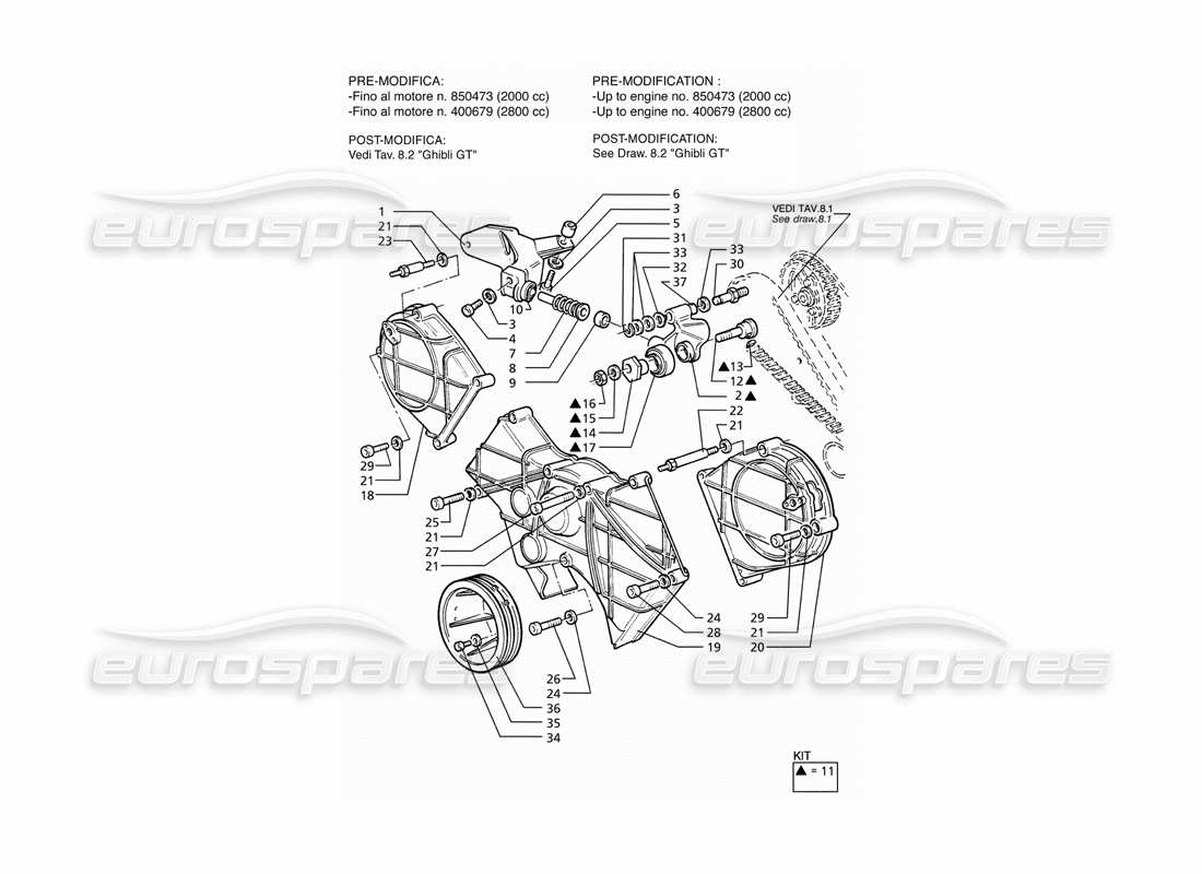 maserati ghibli 2.8 (abs) teilediagramm der zeitsteuerung