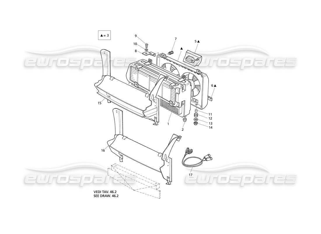 maserati qtp v6 evoluzione kühler- und kühlventilatoren teilediagramm