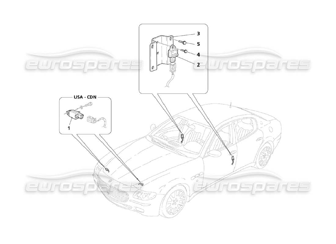 maserati qtp. (2006) 4.2 crash-sensoren teilediagramm