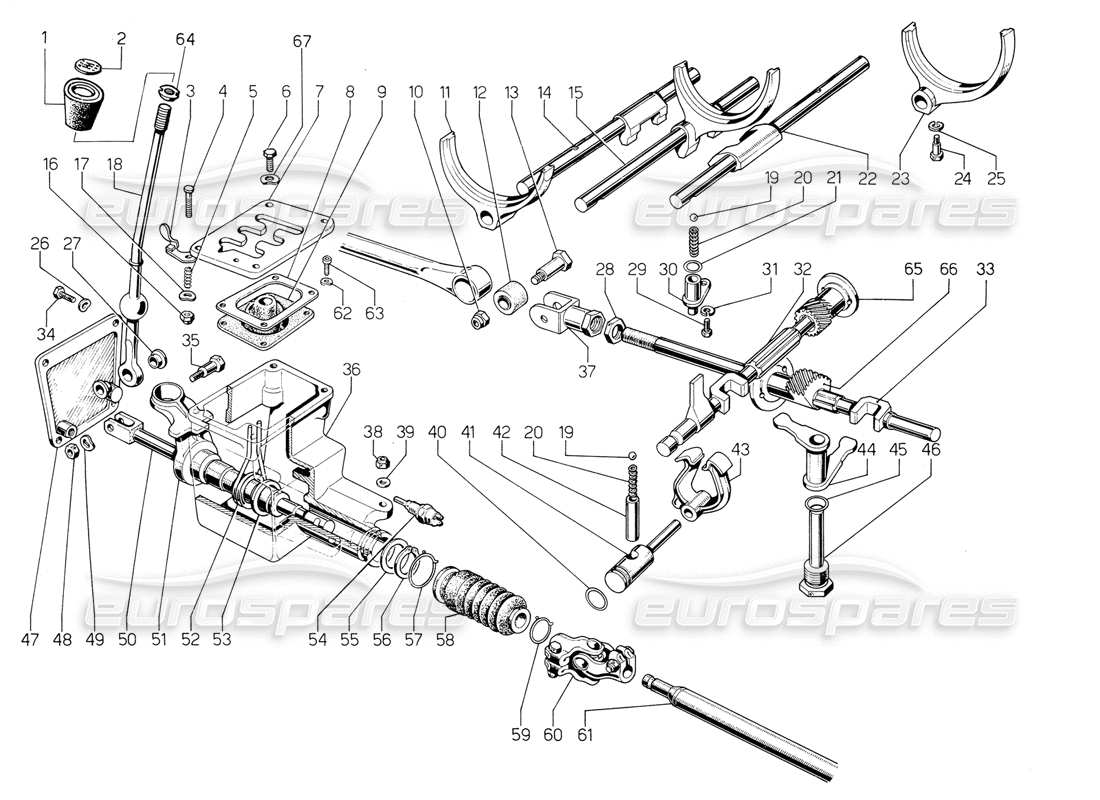 lamborghini jalpa 3.5 (1984) teilediagramm für den schalthebel