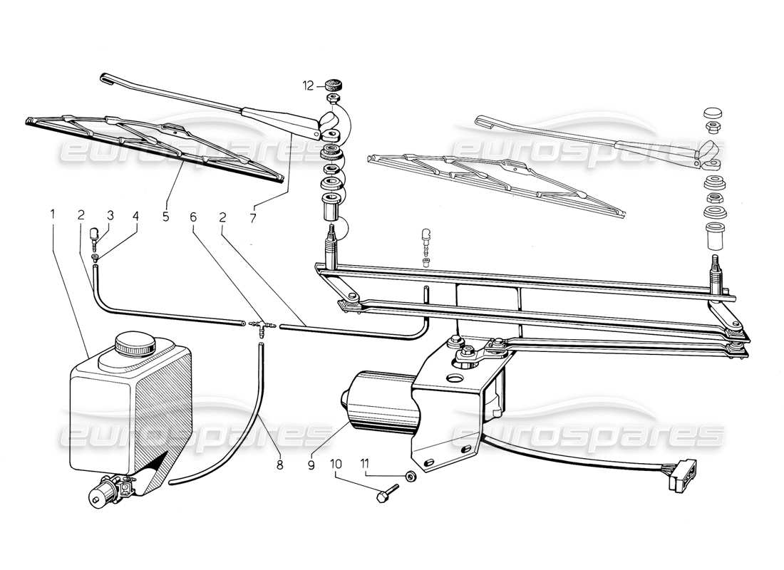 lamborghini jalpa 3.5 (1984) scheibenwischer teilediagramm