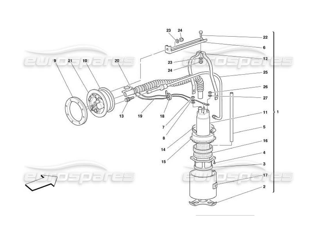ferrari 550 barchetta kraftstoffpumpe teilediagramm