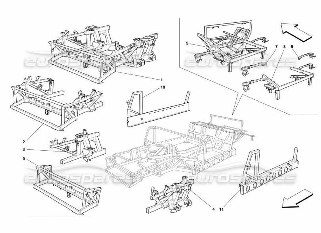 ferrari 550 barchetta rahmen- und strukturteilediagramm