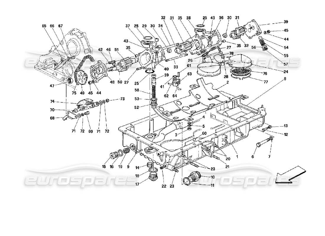 ferrari mondial 3.4 t coupe/cabrio schmierung - pumpen und ölwannen - teilediagramm