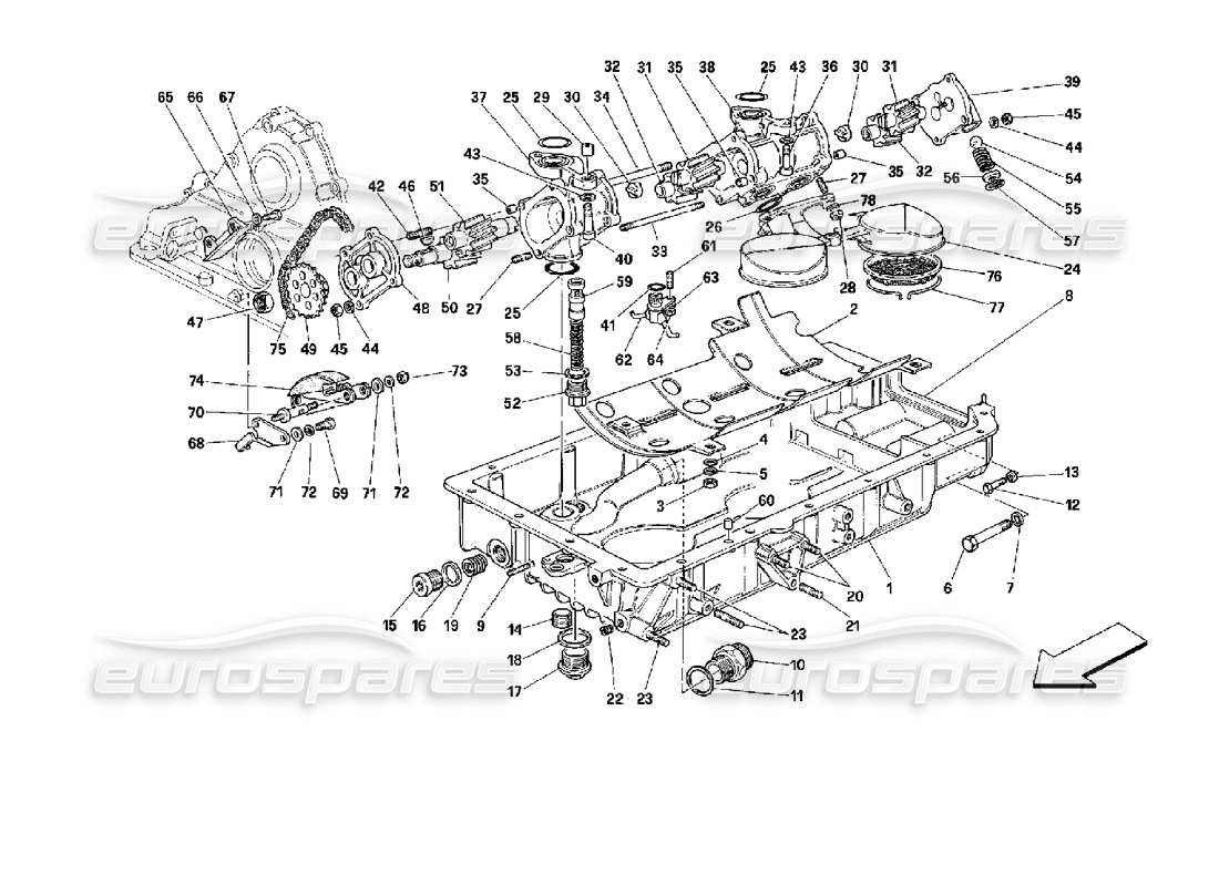 ferrari mondial 3.4 t coupe/cabrio schmierung – pumpen und ölwannen teilediagramm