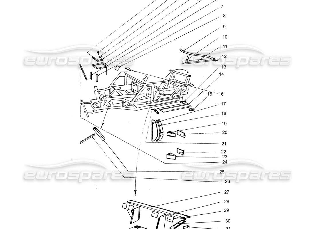 ferrari 365 gtb4 daytona (coachwork) inner panels part diagram