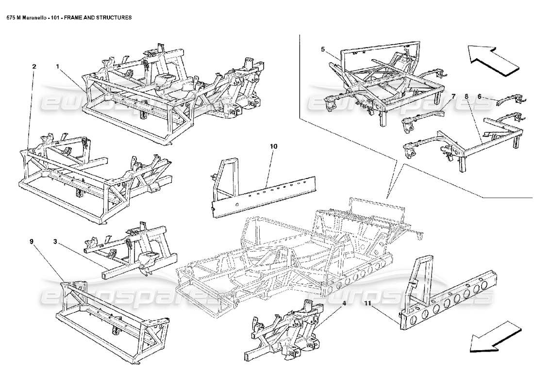 ferrari 575m maranello rahmen- und strukturteildiagramm