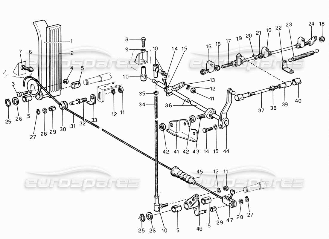 ferrari 206 gt dino (1969) drosselklappensteuerungstabelle - teilediagramm