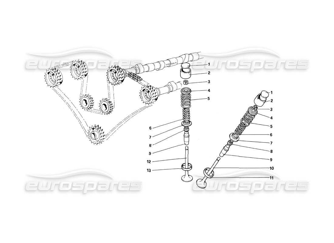 ferrari 412 (mechanical) zeitsteuerungssystem – ventile teilediagramm