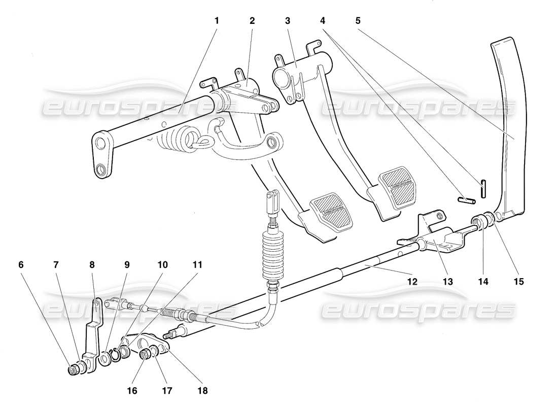 lamborghini diablo vt (1994) pedale (gültig für rh d. version - april 1994) teilediagramm