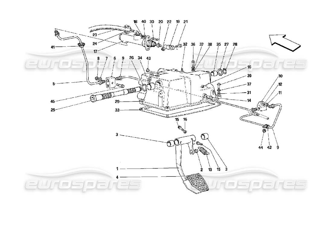 ferrari mondial 3.4 t coupe/cabrio kupplungsausrücksteuerung - gültig für gs-teilediagramm