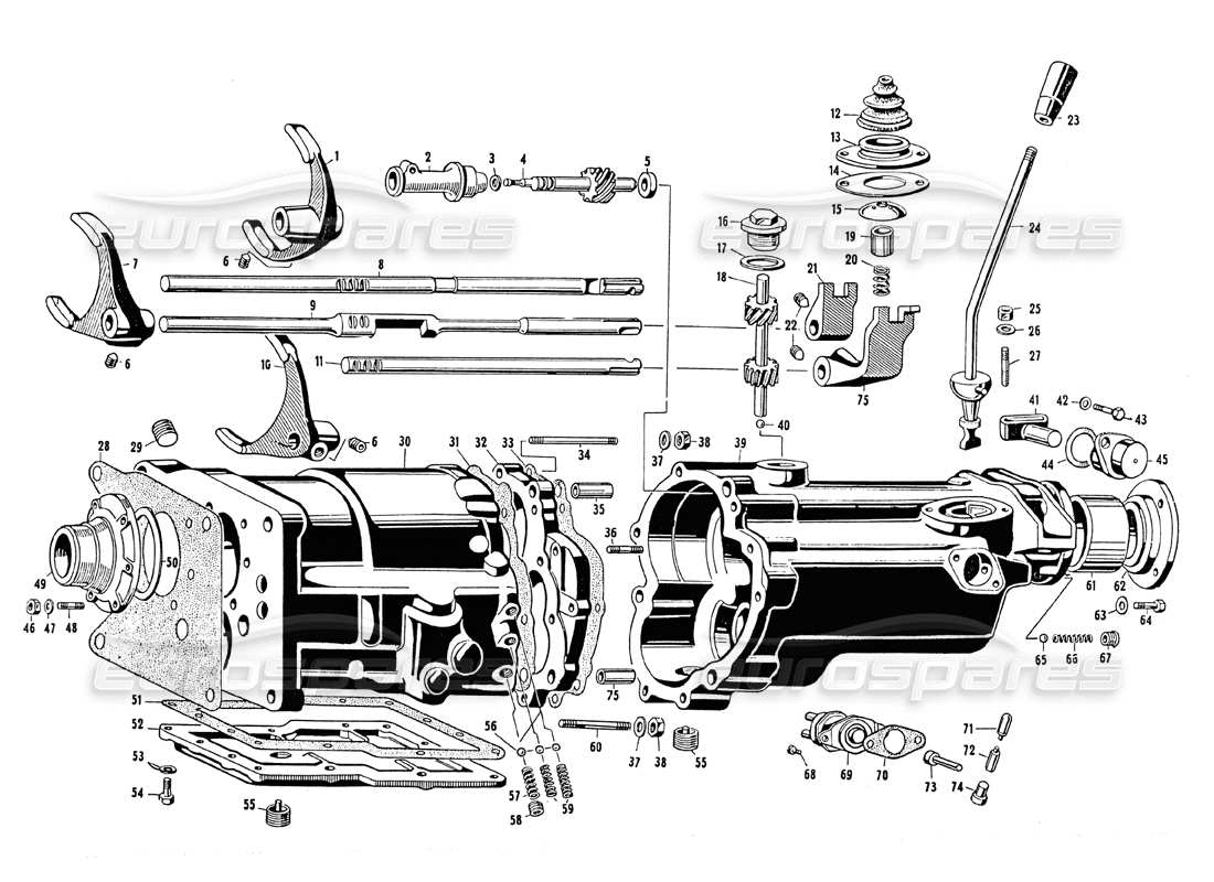 maserati mistral 3.7 getriebegehäuse (s5 17) teilediagramm