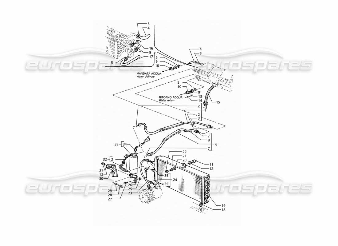 maserati ghibli 2.8 (abs) klimaanlage (linksantrieb) mit freon r12 teilediagramm